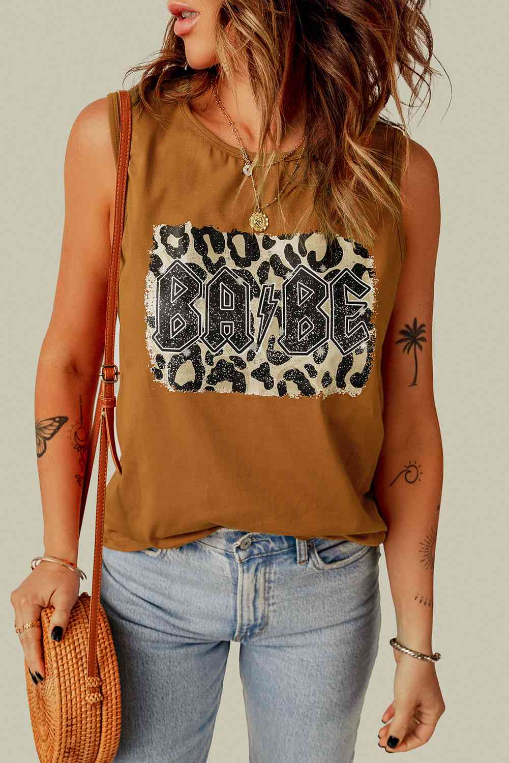 Camiseta sin mangas con estampado de leopardo BABE