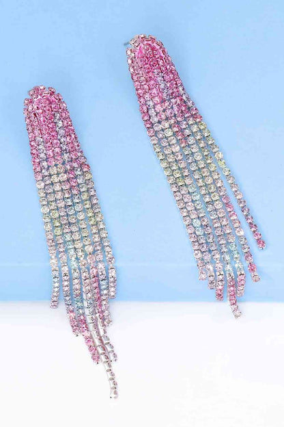 Boucles d'oreilles pendantes à franges en strass