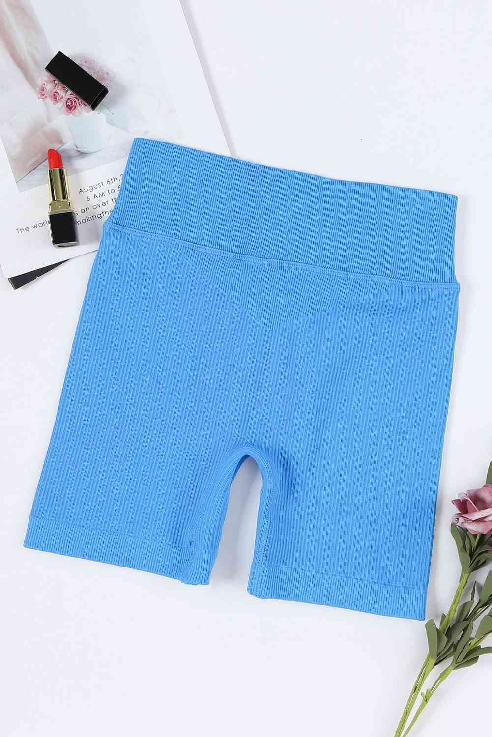 Drawstring Ribbed Sports Shorts