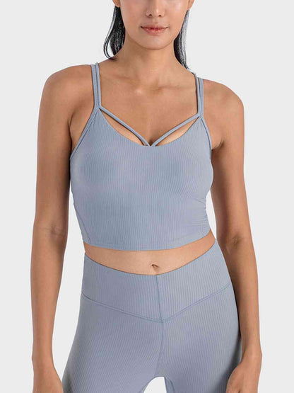 Camisole de sport côtelée à double bretelle