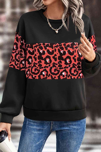 Leopard Dropped Shoulder Sweatshirt