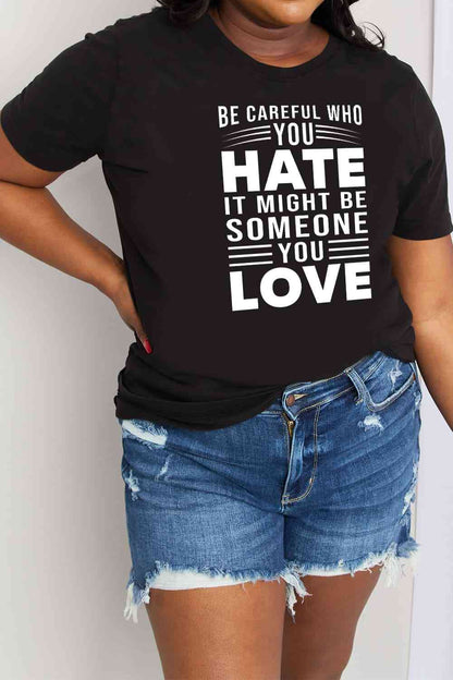 T-shirt en coton graphique à slogan pleine taille Simply Love