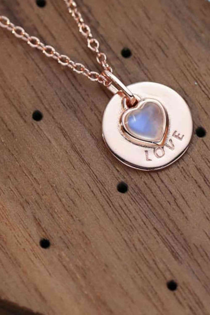 Collar de plata de ley 925 con colgante de corazón de piedra lunar