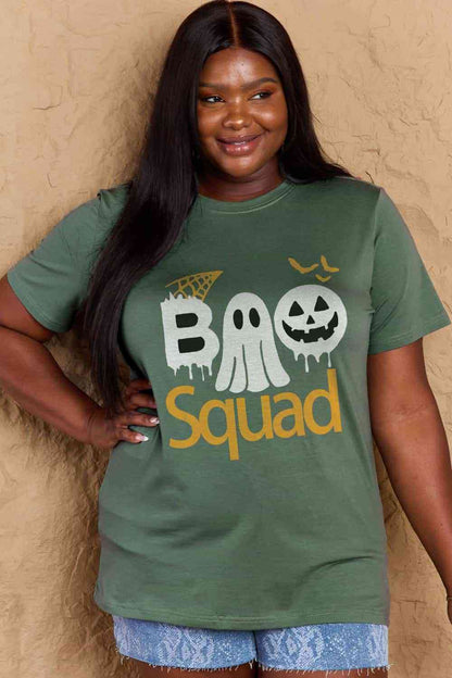 Camiseta de algodón con gráfico BOO SQUAD de talla grande de Simply Love