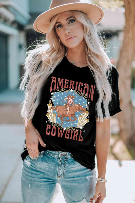 Camiseta de manga corta con gráfico AMERICAN COWGIRL