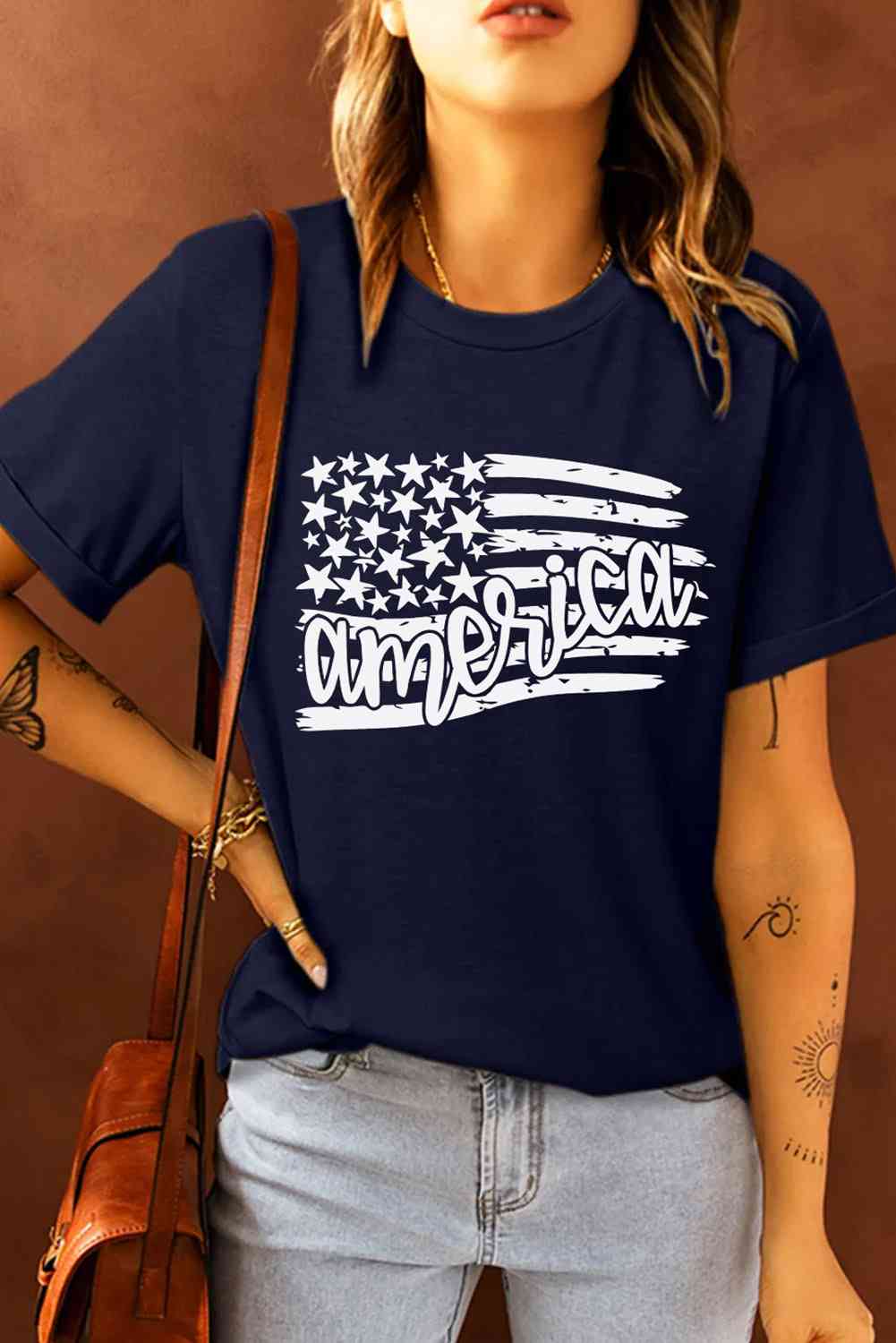 T-shirt graphique drapeau américain AMÉRIQUE