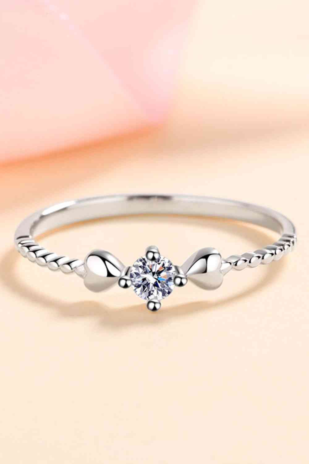 Bague en argent sterling 925 coeur moissanite adoré