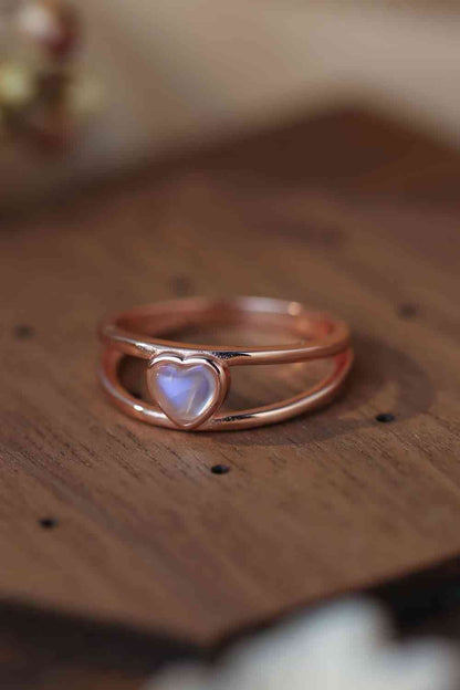 Moonstone Heart 925 Sterling Silver Ring