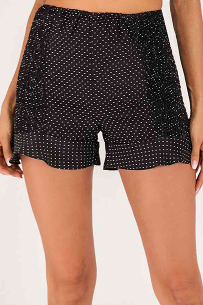 Shorts con dobladillo fruncido y lunares