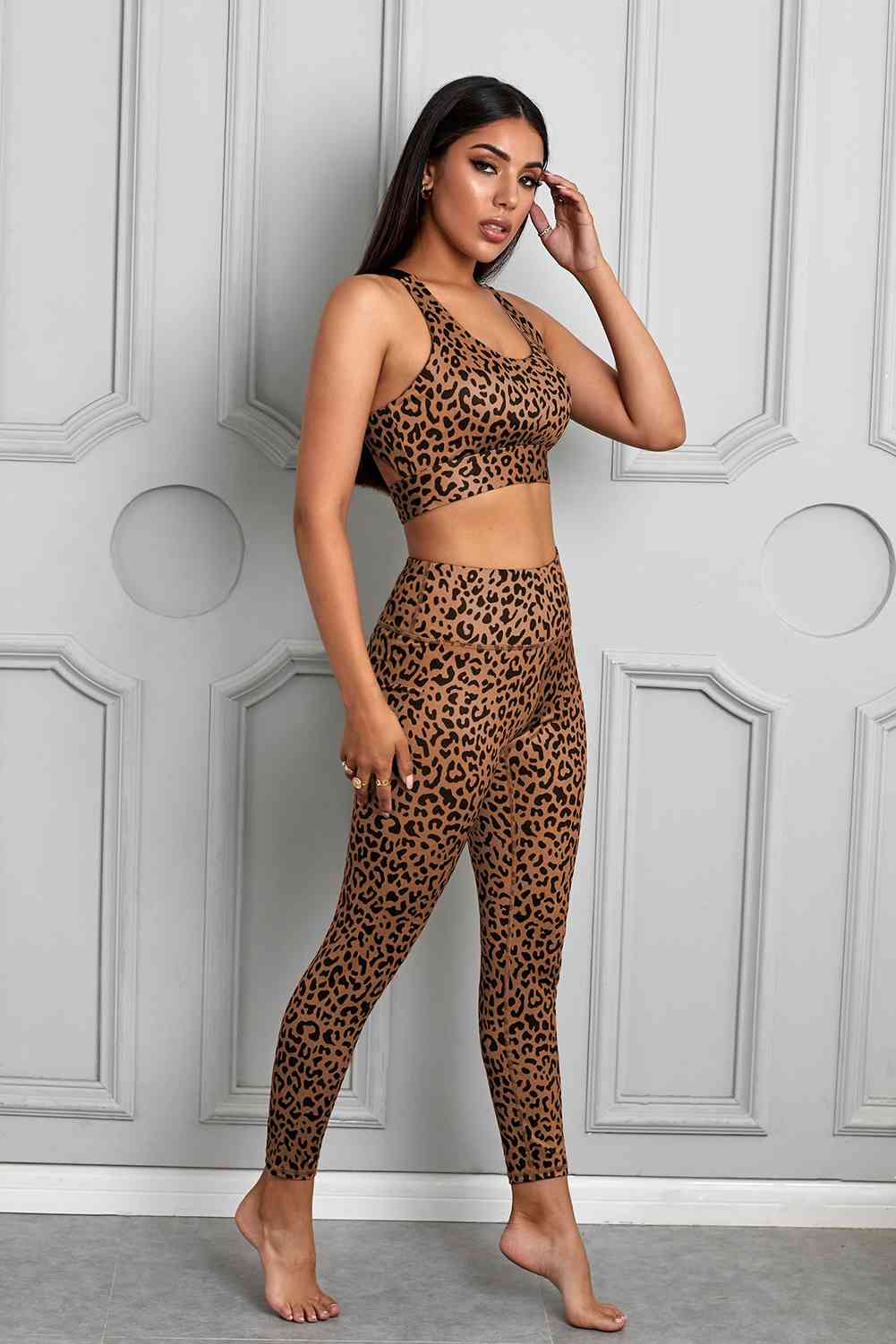 Conjunto de leggings y sujetador deportivo estampado