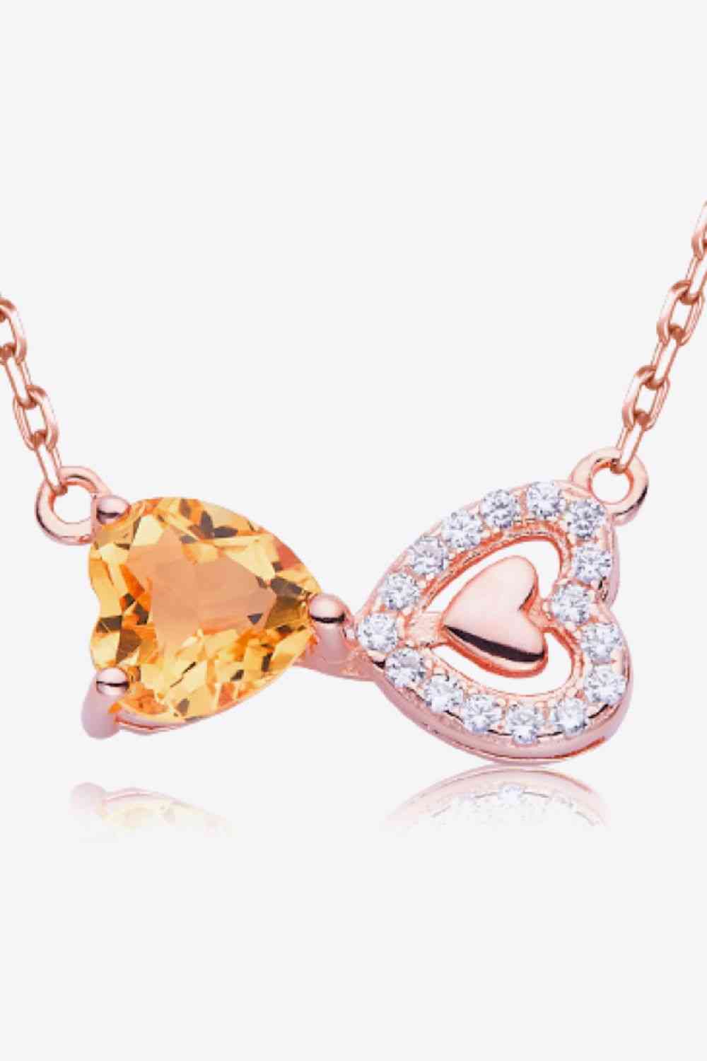 Collier en argent sterling 925 cœur citrine