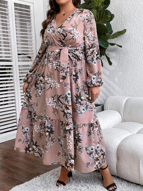 Robe Longue à Col Surplis de Grande Taille