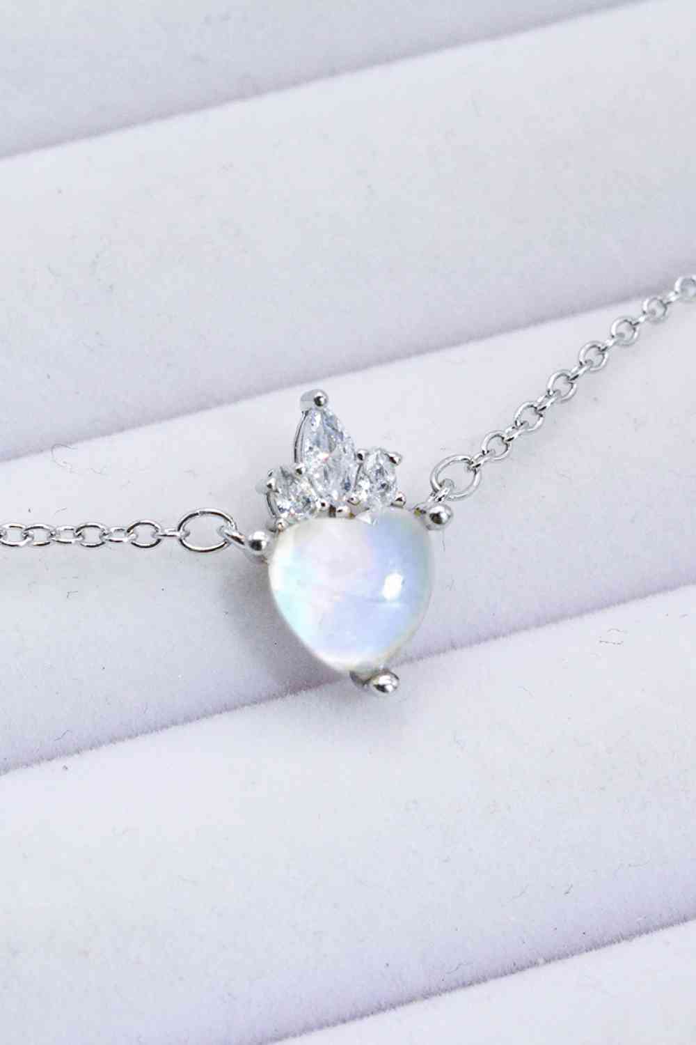 Collier pendentif coeur pierre de lune en argent sterling 925