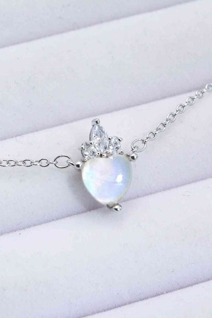 Collier pendentif coeur pierre de lune en argent sterling 925