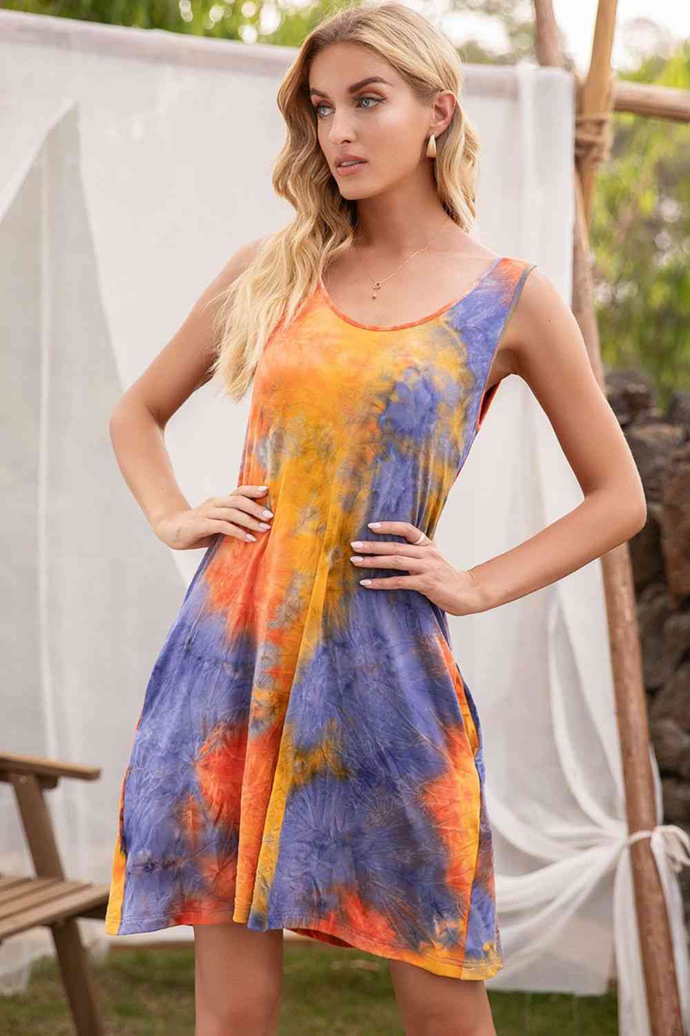 Robe sans manches tie-dye avec poches