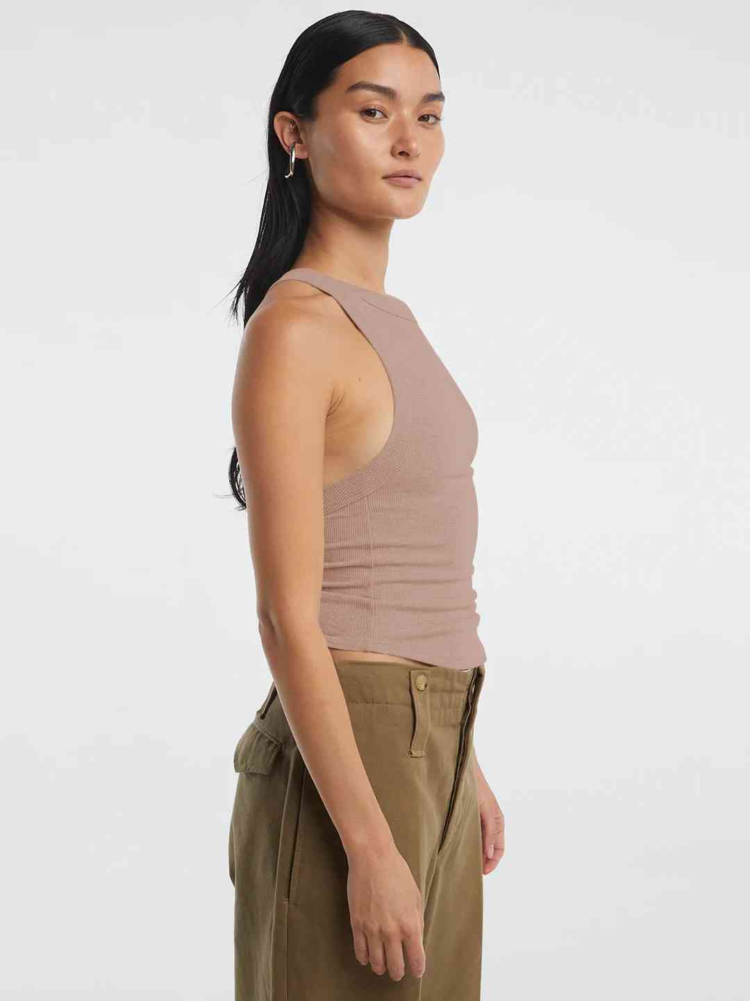 Halter Neck Ribbed Cropped Top