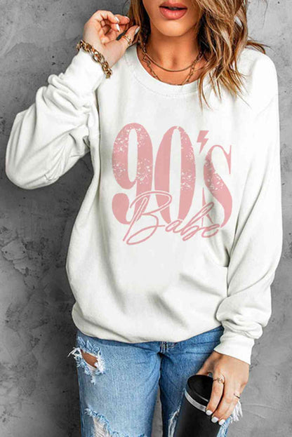 Sudadera con hombros caídos y gráfico BABE de los años 90