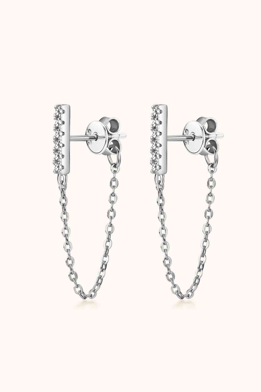 Boucles d'oreilles connectées en argent sterling 925 moissanite