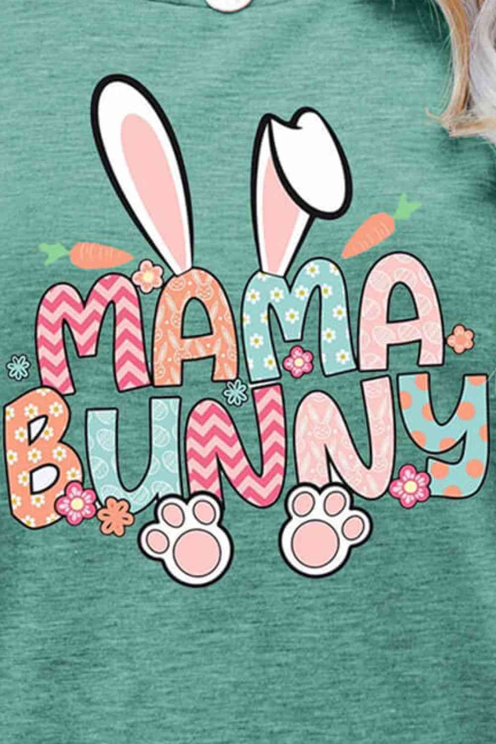 MAMA BUNNY Camiseta de manga corta con gráfico de Pascua