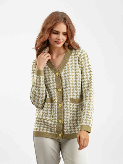 Houndstooth Button Down Cardigan