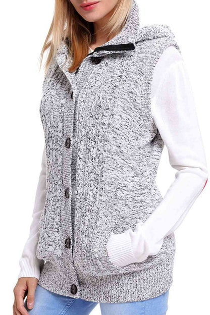 Gilet pull à capuche avec fermeture boutonnée et zippée