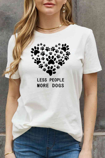 Simply Love Simply Love Taille réelle LESS PEOPLE MORE DOGS T-shirt en coton avec motif cœur