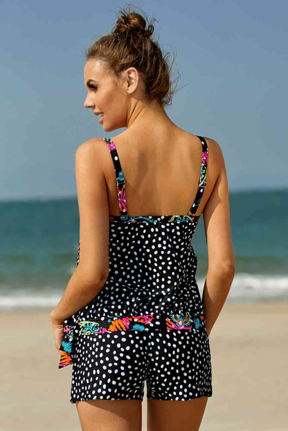 Conjunto de tankini atado estampado