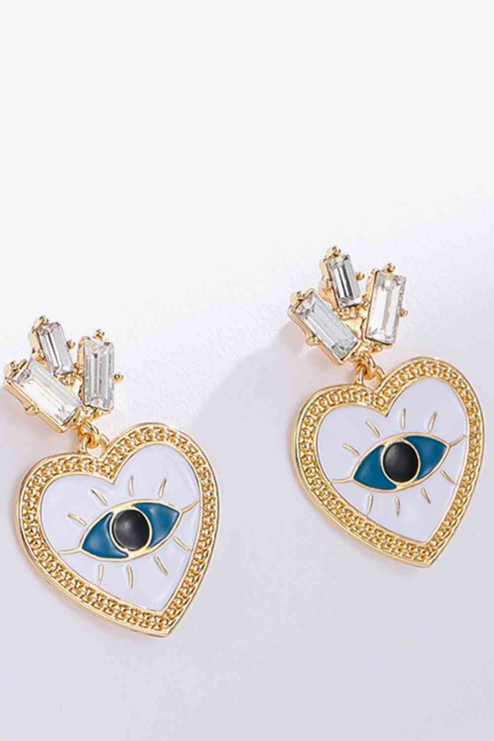 Evil Eye Heart-Shaped Drop Earrings