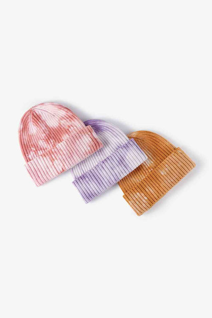 Gorro con puños de canalé Tie-Dye