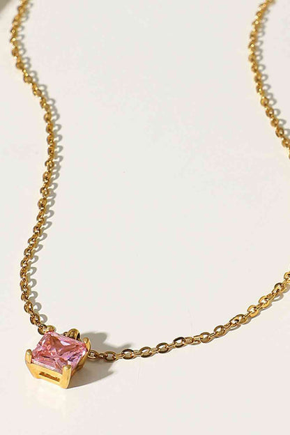 Rhinestone Pendant Gold-Plated Necklace