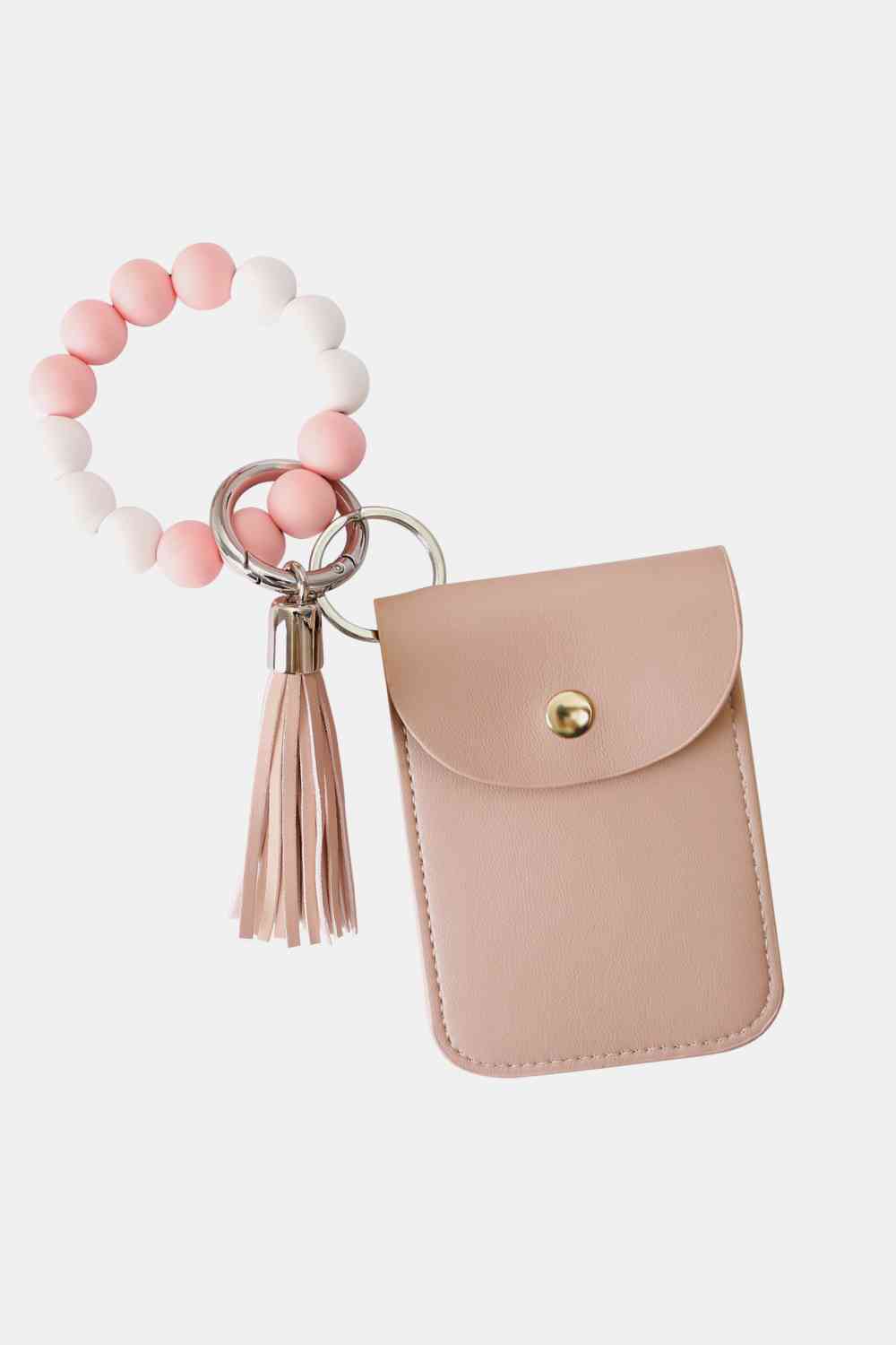 Llavero con pulsera de cuentas y cartera