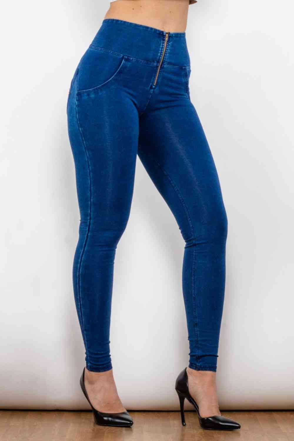 Jean long skinny taille haute zippé Baeful