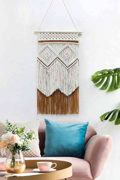 Colgante de pared de macramé hecho a mano en dos tonos