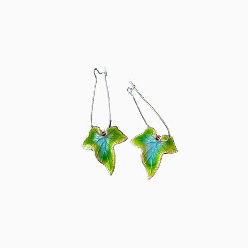 Boucles d'oreilles pendantes feuille en alliage