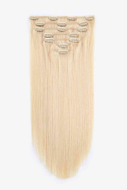 Extensiones de cabello con clip de 18" y 120 g, cabello humano indio en rubio