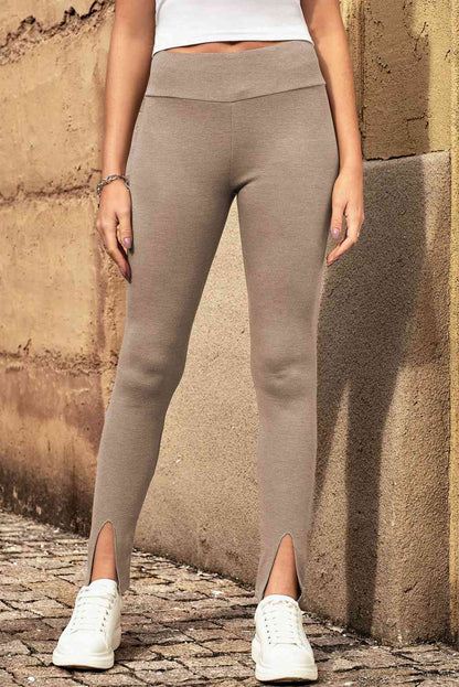 Leggings con aberturas de canalé de cintura alta