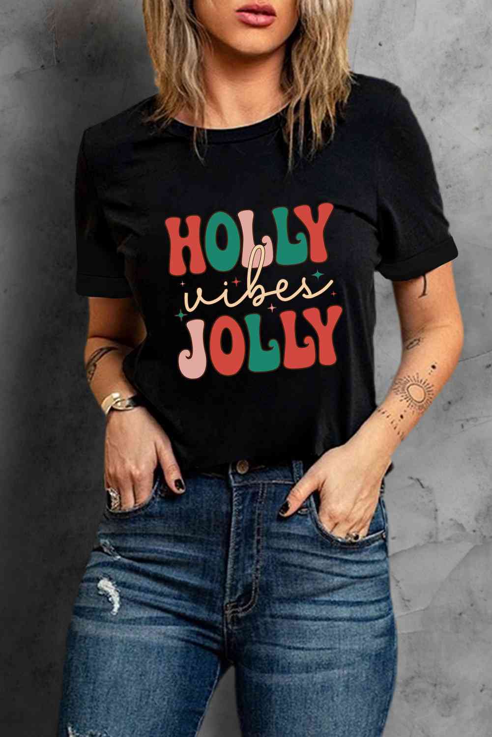 HOLLY JOLLY Camiseta de manga corta gráfica