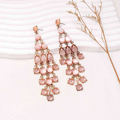 Boucles d'oreilles en forme de goutte en alliage et strass