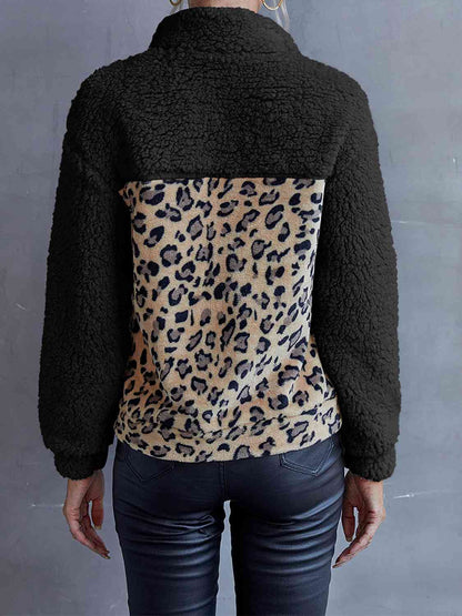 Sudadera teddy con estampado de leopardo