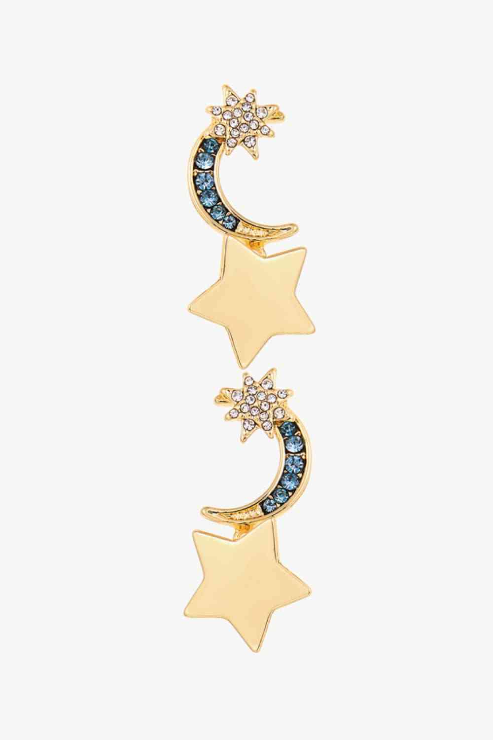 Boucles d'oreilles pendantes étoile et lune incrustées de strass Lasting Wish