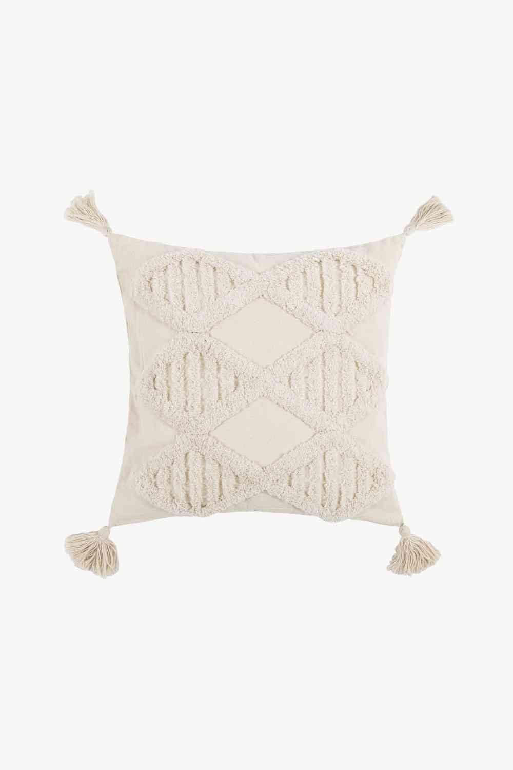 Funda de almohada decorativa con flecos