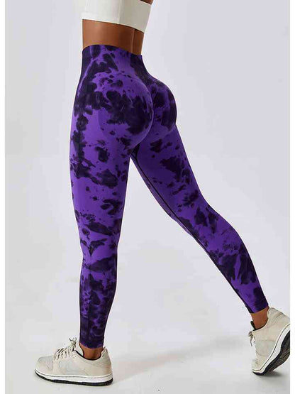 Leggings activos con cintura ancha y efecto teñido anudado