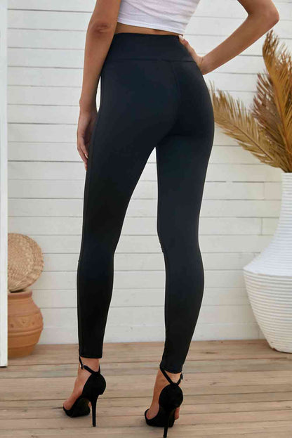 Leggings ajustados desgastados con cinturilla ancha de doble toma