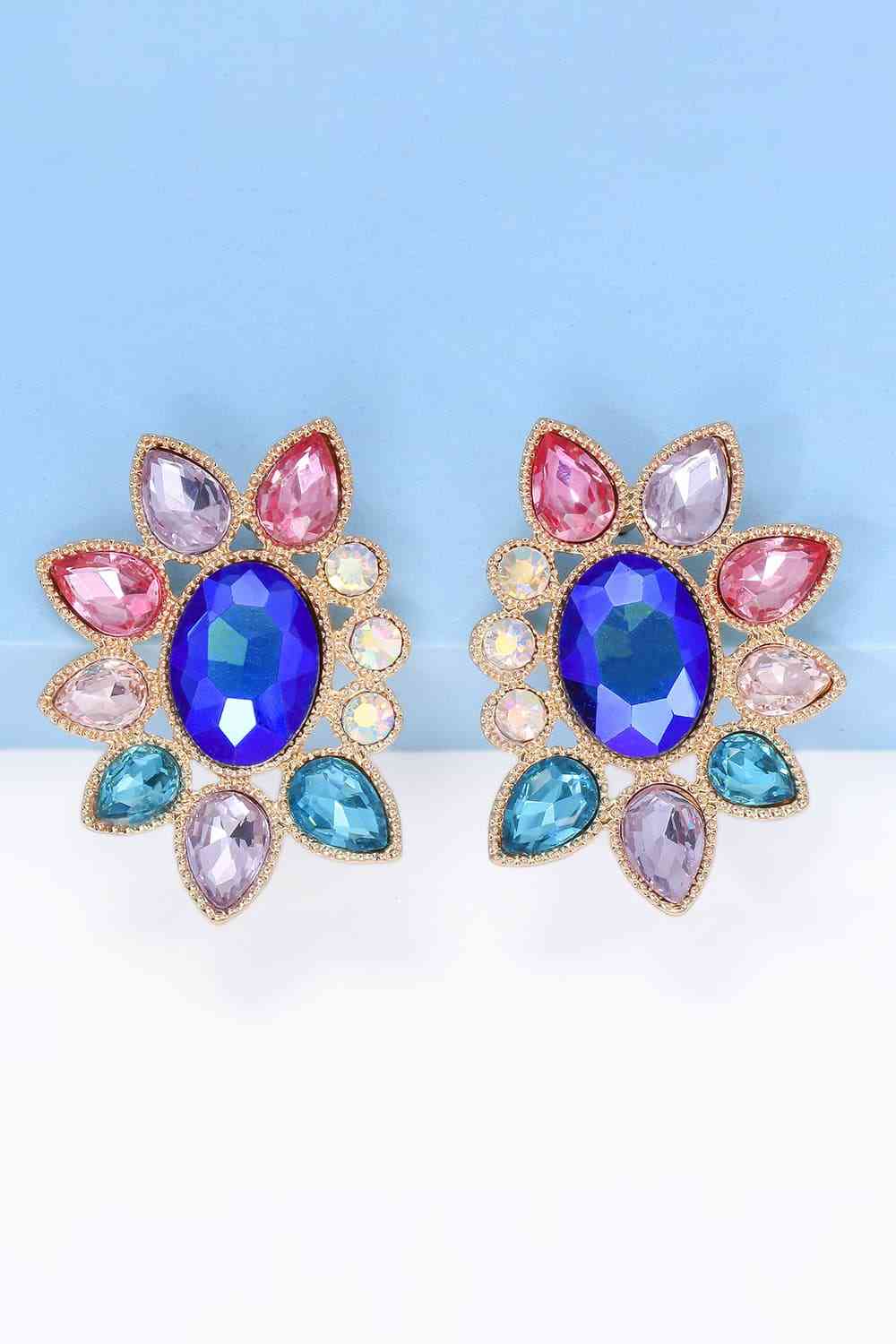 Boucles d'oreilles pendantes en pierre de verre de forme géométrique