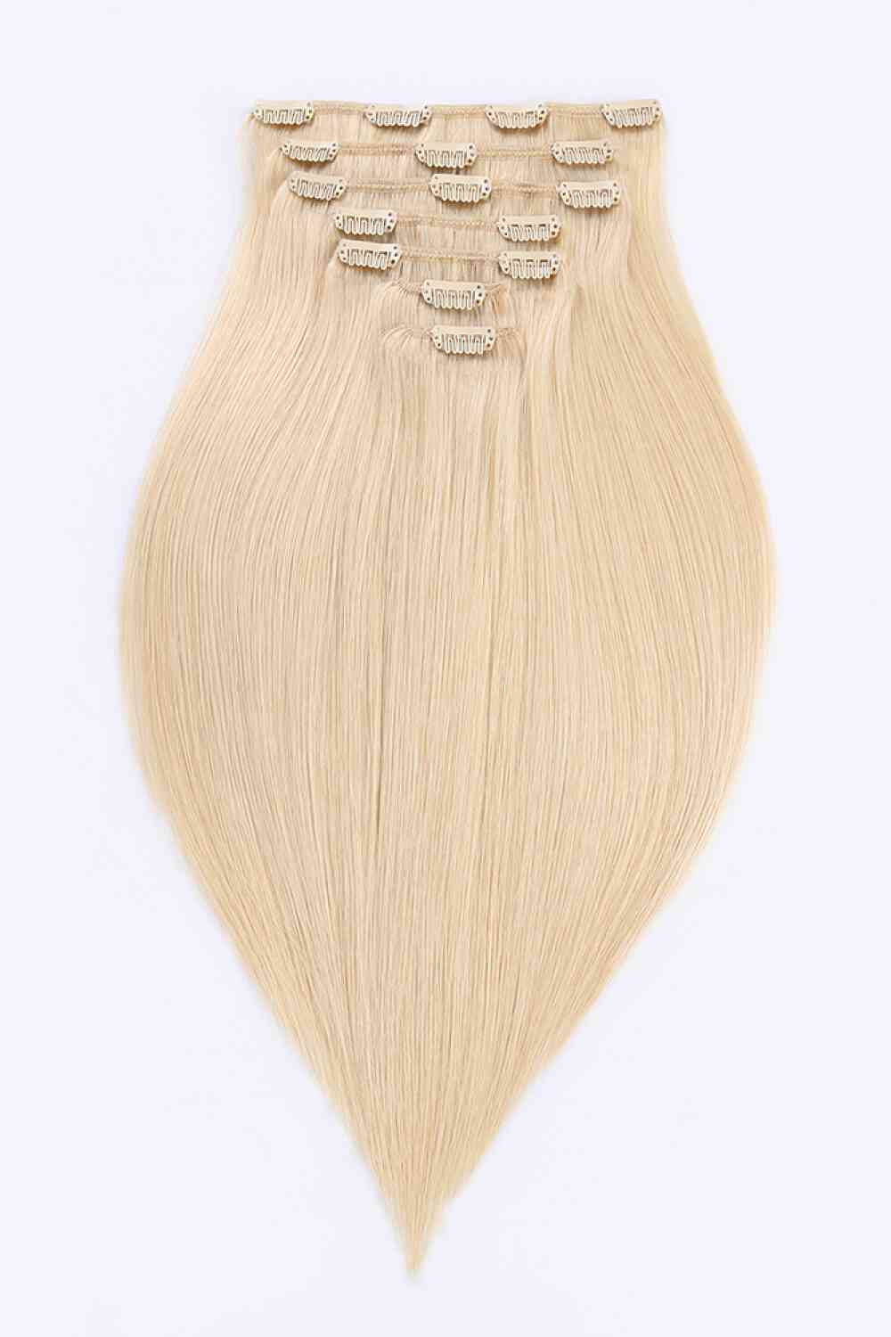 Extensions de cheveux humains indiens à clipser 20" 120 g en blond