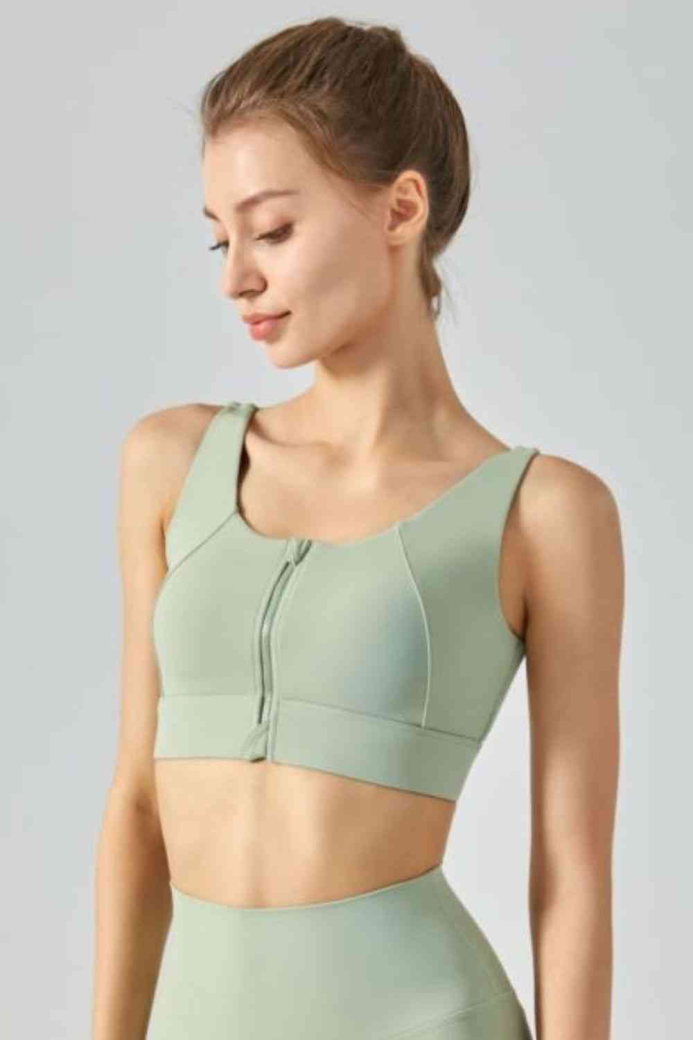 Breathable Zip-Up Sports Bra