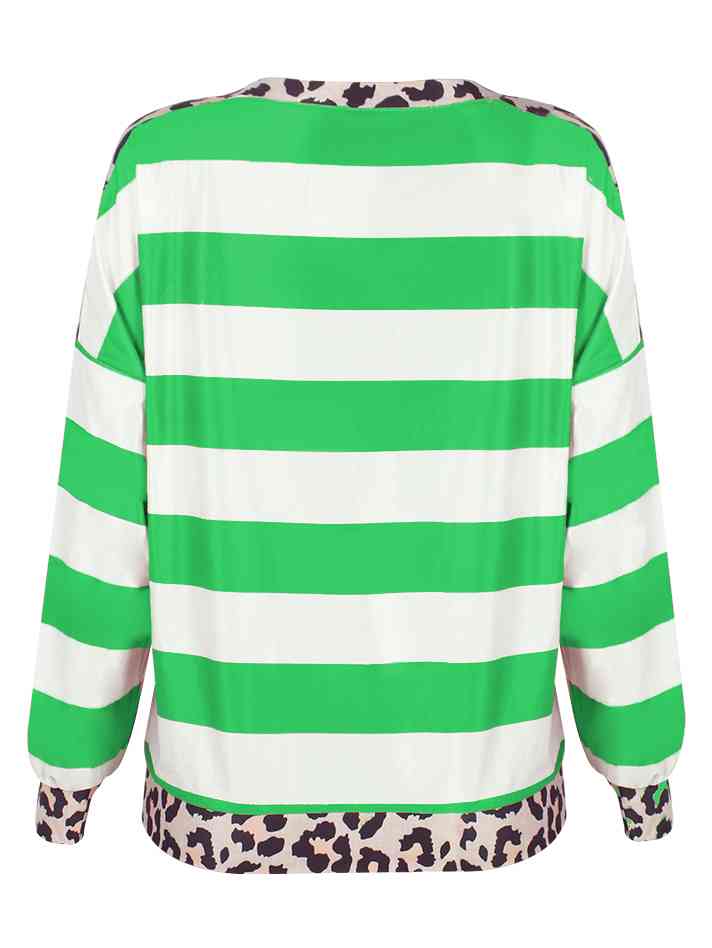 Striped Leopard Long Sleeves Top