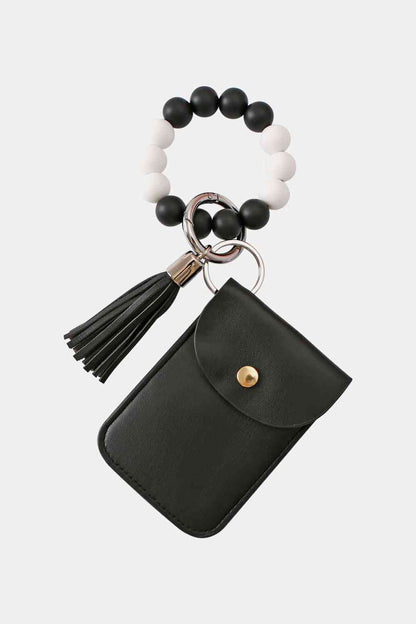 Llavero con pulsera de cuentas y cartera