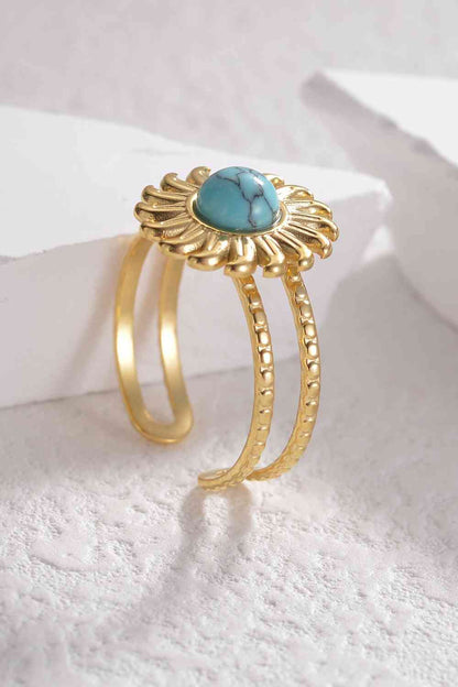 Bague ouverte en acier inoxydable turquoise