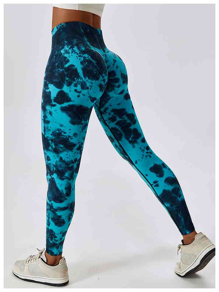 Leggings activos con cintura ancha y efecto teñido anudado